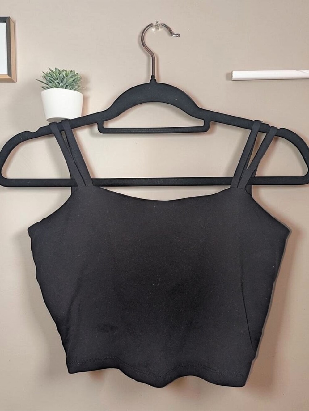 Black Double-Strap Crop Cami